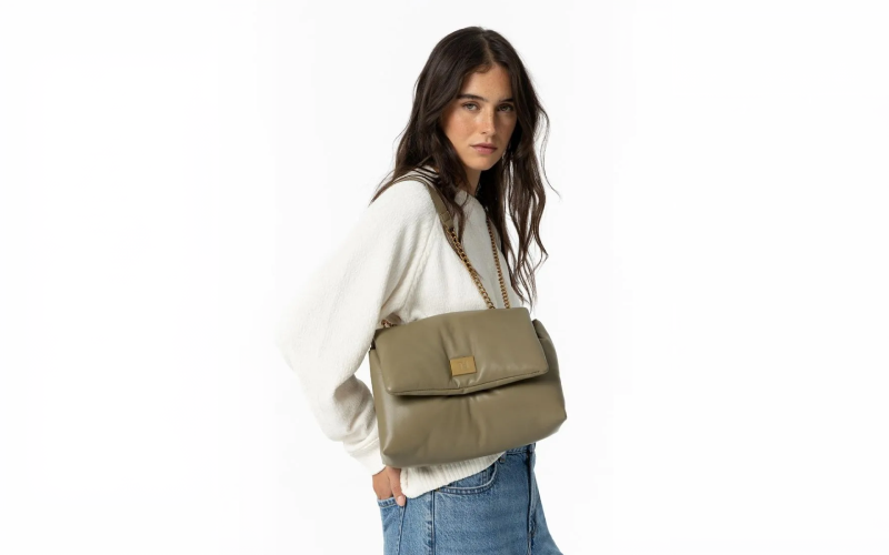 Sac bandoulière matelassé taupe